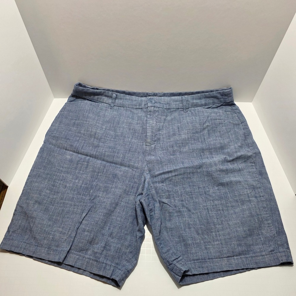 Croft & Barrow Womens Blue Chambray Cotton Stretch Shorts Size 18 Plus